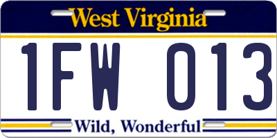WV license plate 1FW013
