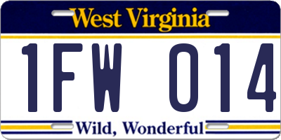 WV license plate 1FW014