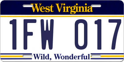 WV license plate 1FW017