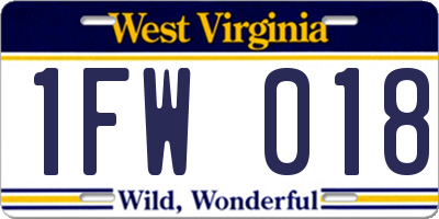 WV license plate 1FW018