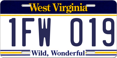 WV license plate 1FW019
