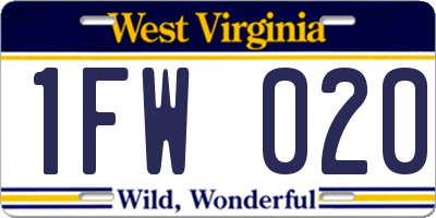 WV license plate 1FW020