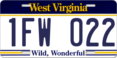 WV license plate 1FW022