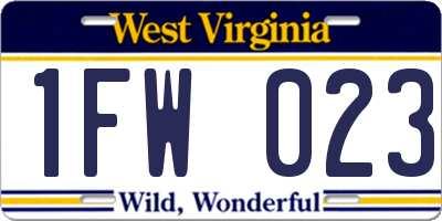WV license plate 1FW023