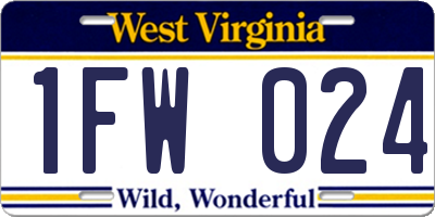 WV license plate 1FW024