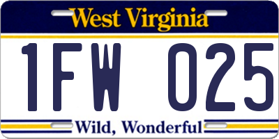 WV license plate 1FW025
