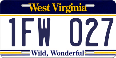WV license plate 1FW027
