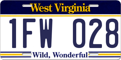 WV license plate 1FW028