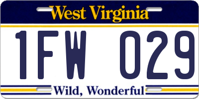 WV license plate 1FW029