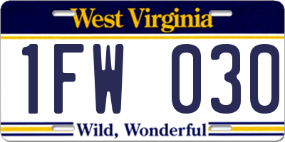WV license plate 1FW030