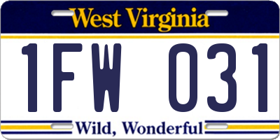 WV license plate 1FW031