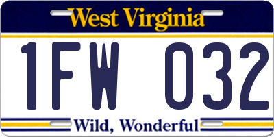 WV license plate 1FW032