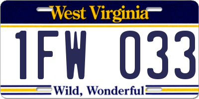 WV license plate 1FW033
