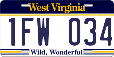 WV license plate 1FW034
