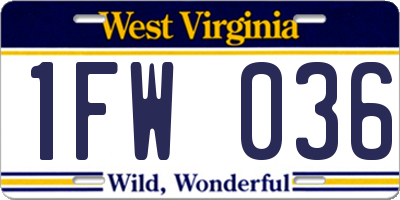 WV license plate 1FW036