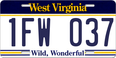 WV license plate 1FW037