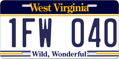 WV license plate 1FW040