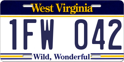 WV license plate 1FW042