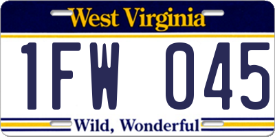WV license plate 1FW045