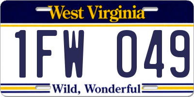 WV license plate 1FW049