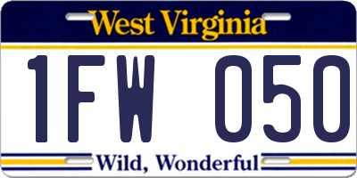 WV license plate 1FW050