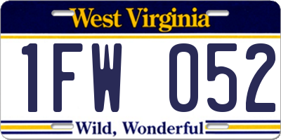 WV license plate 1FW052