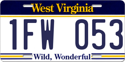 WV license plate 1FW053