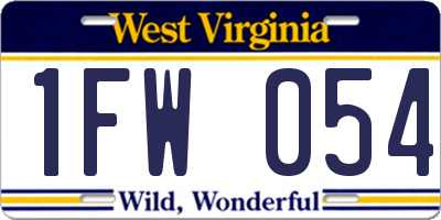 WV license plate 1FW054