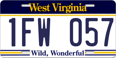 WV license plate 1FW057