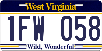 WV license plate 1FW058