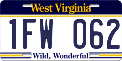WV license plate 1FW062