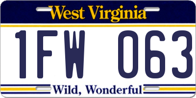 WV license plate 1FW063