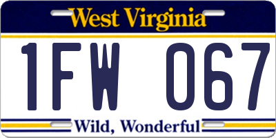 WV license plate 1FW067