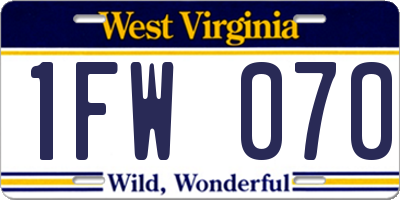 WV license plate 1FW070