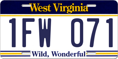 WV license plate 1FW071