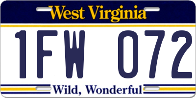 WV license plate 1FW072