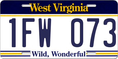 WV license plate 1FW073