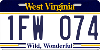 WV license plate 1FW074