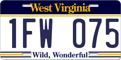 WV license plate 1FW075