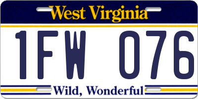 WV license plate 1FW076