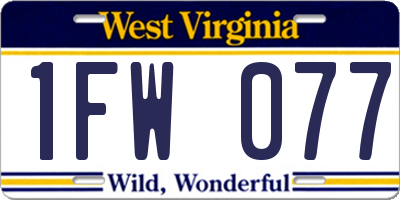 WV license plate 1FW077