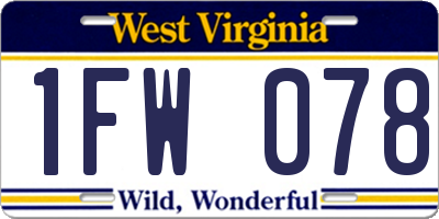 WV license plate 1FW078