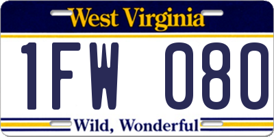 WV license plate 1FW080