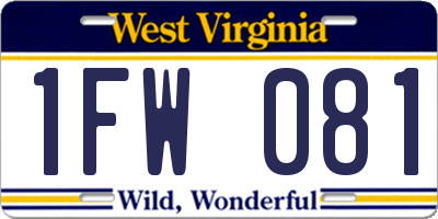 WV license plate 1FW081