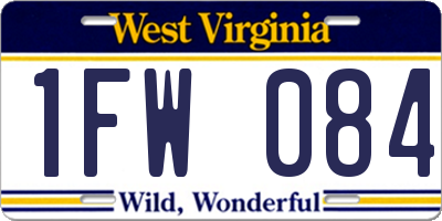 WV license plate 1FW084