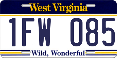 WV license plate 1FW085