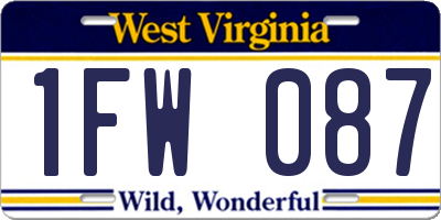 WV license plate 1FW087