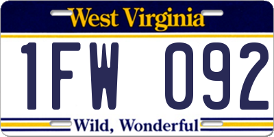 WV license plate 1FW092