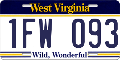 WV license plate 1FW093