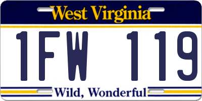 WV license plate 1FW119